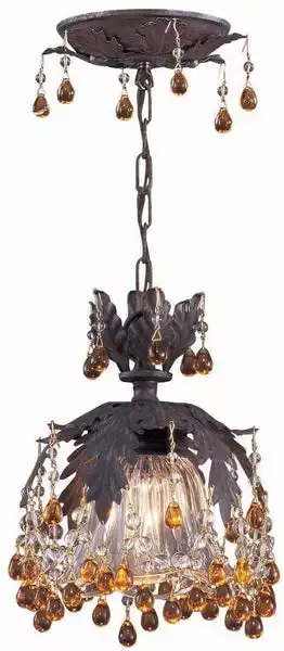 1 Light Dark Rust Youth Pendant Draped In Murano Beads – C193-5235-DR-AMBER