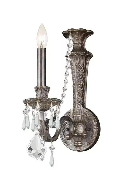 1-light-english-bronze-colonial-sconce-draped-in-clear-hand-cut-crystal-c193-516 1 Light English Bronze Colonial Sconce Draped In Clear Hand Cut Crystal – C193-5160-EB-CL-MWP