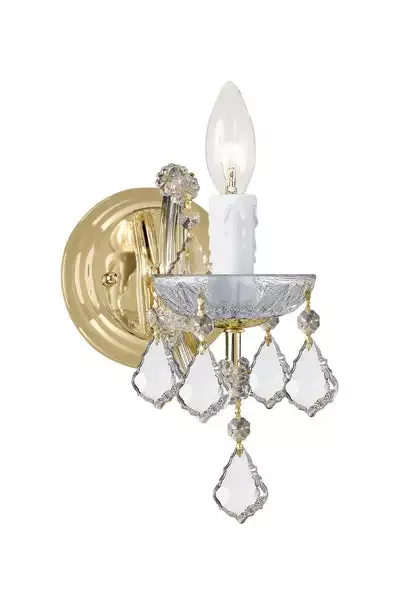 1-light-gold-crystal-sconce-draped-in-clear-swarovski-strass-crystal-c193-4471-g 1 Light Gold Crystal Sconce Draped In Clear Swarovski Strass Crystal – C193-4471-GD-CL-S