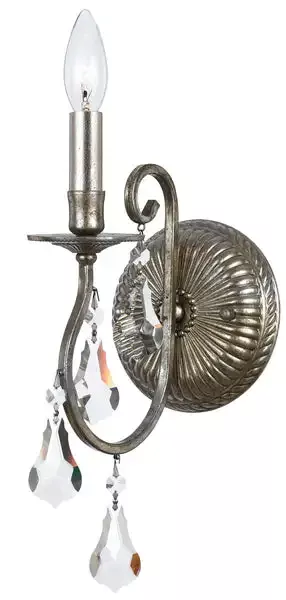 1-light-olde-silver-crystal-sconce-c193-5011-os-cl-mwp 1 Light Olde Silver Crystal Sconce – C193-5011-OS-CL-MWP