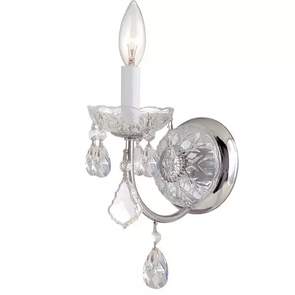 1-light-polished-chrome-crystal-sconce-draped-in-clear-hand-cut-crystal-c193-322 1 Light Polished Chrome Crystal Sconce Draped In Clear Hand Cut Crystal – C193-3221-CH-CL-MWP