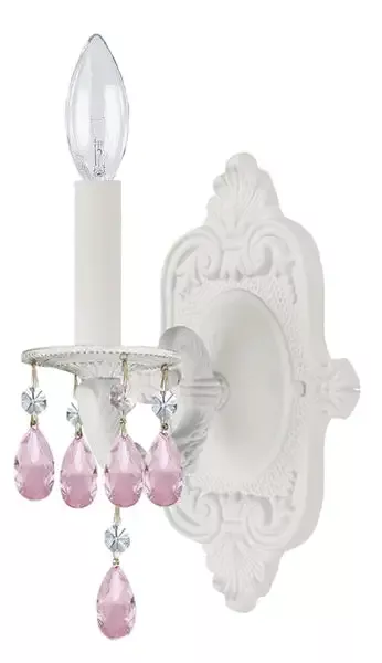 1-light-wet-white-youth-sconce-draped-in-rose-colored-hand-cut-crystal-c193-5021 1 Light Wet White Youth Sconce Draped In Rose Colored Hand Cut Crystal – C193-5021-WW-RO-MWP