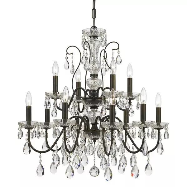 12-light-english-bronze-traditional-modern-chandelier-draped-in-clear-hand-cut-c 12 Light English Bronze Traditional Modern Chandelier Draped In Clear Hand Cut Crystal – C193-3029-EB
