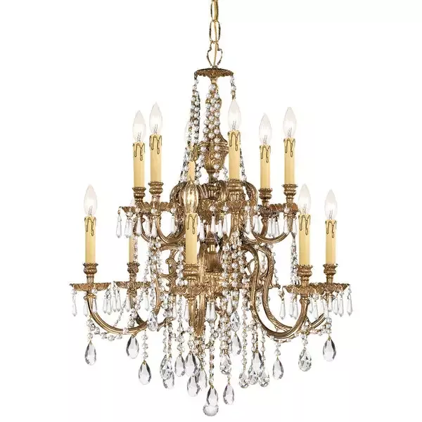 12-light-olde-brass-crystal-chandelier-draped-in-clear-hand-cut-crystal-c193-281 12 Light Olde Brass Crystal Chandelier Draped In Clear Hand Cut Crystal – C193-2812-OB-CL-MWP