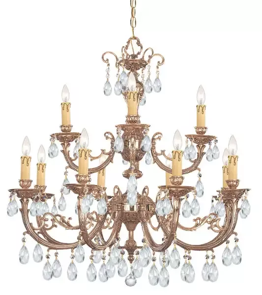 12-light-olde-brass-crystal-chandelier-draped-in-clear-swarovski-strass-crystal- 12 Light Olde Brass Crystal Chandelier Draped In Clear Swarovski Strass Crystal – C193-2712-OB-CL-S