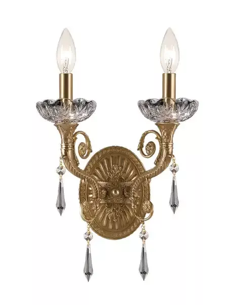 2-light-aged-brass-traditional-sconce-draped-in-clear-hand-cut-crystal-c193-5152 2 Light Aged Brass Traditional Sconce Draped In Clear Hand Cut Crystal – C193-5152-AG-CL-MWP