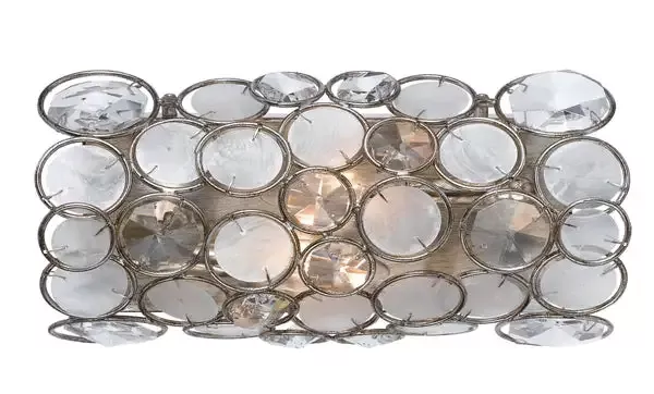 2-light-antique-silver-eclectic-sconce-draped-in-natural-white-capiz-shell-hand- 2 Light Antique Silver Eclectic Sconce Draped In Natural White Capiz Shell + Hand Cut Crystal – C193-522-SA