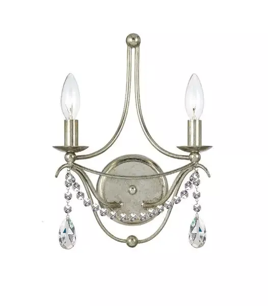 2-light-antique-silver-modern-sconce-draped-in-clear-spectra-crystal-c193-412-sa 2 Light Antique Silver Modern Sconce Draped In Clear Spectra Crystal – C193-412-SA-CL-SAQ