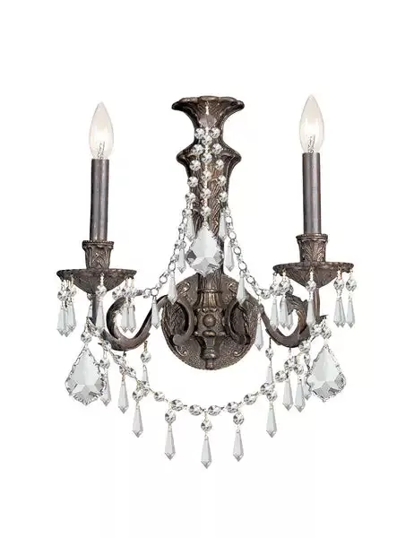 2-light-english-bronze-colonial-sconce-draped-in-clear-hand-cut-crystal-c193-516 2 Light English Bronze Colonial Sconce Draped In Clear Hand Cut Crystal – C193-5162-EB-CL-MWP
