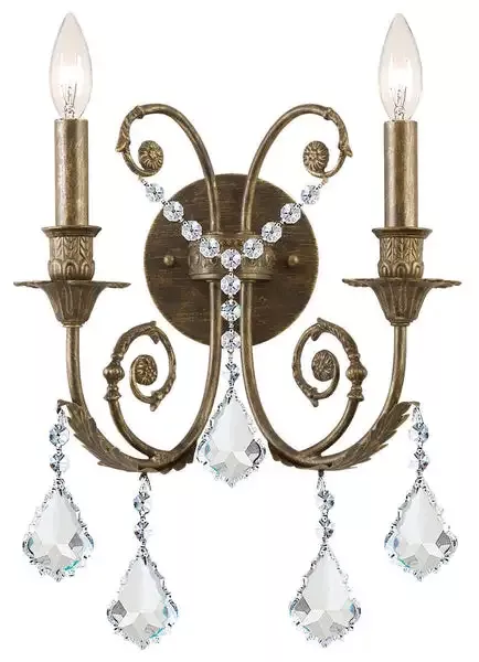 2-light-english-bronze-crystal-sconce-draped-in-clear-hand-cut-crystal-c193-5112 2 Light English Bronze Crystal Sconce Draped In Clear Hand Cut Crystal – C193-5112-EB-CL-MWP