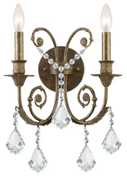 2-light-english-bronze-crystal-sconce-draped-in-clear-spectra-crystal-c193-5112- 2 Light English Bronze Crystal Sconce Draped In Clear Spectra Crystal – C193-5112-EB-CL-SAQ