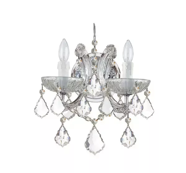2 Light Polished Chrome Crystal Sconce Draped In Clear Italian Crystal – C193-4472-CH-CL-I