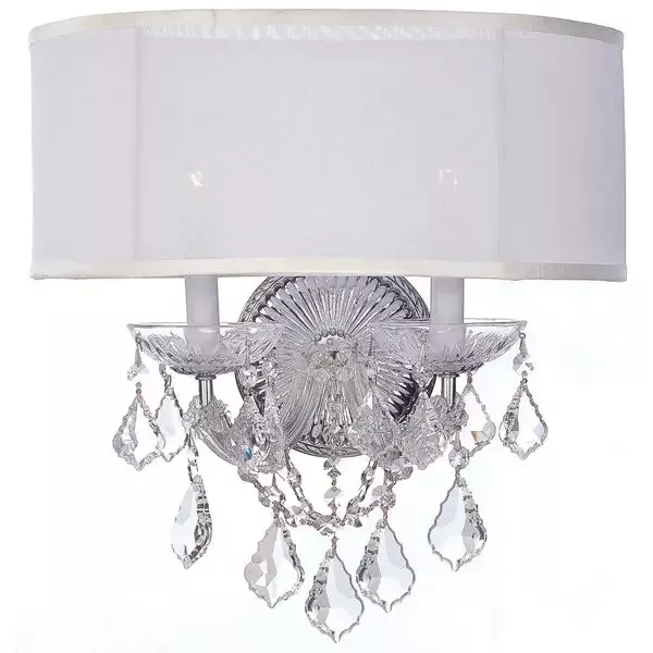 2 Light Polished Chrome Traditional Sconce Draped In Clear Hand Cut Crystal – C193-4482-CH-SMW-CL-MWP