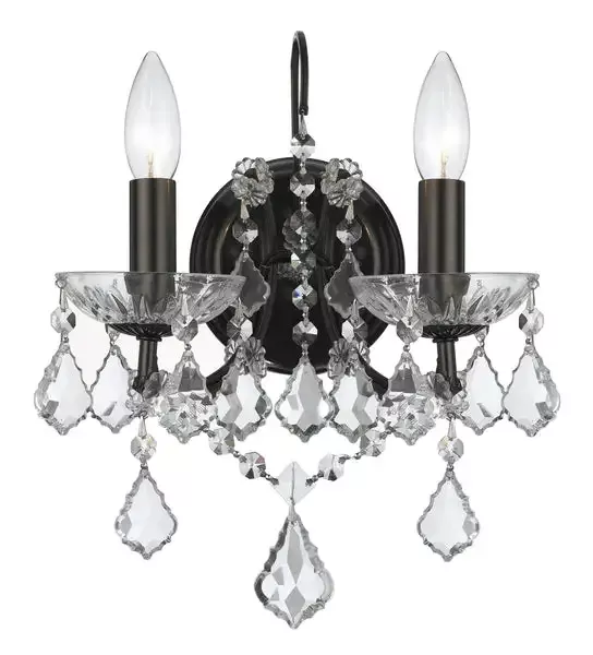 2 Light Vibrant Bronze Modern Sconce Draped In Clear Swarovski Strass Crystal – C193-4452-VZ-CL-S