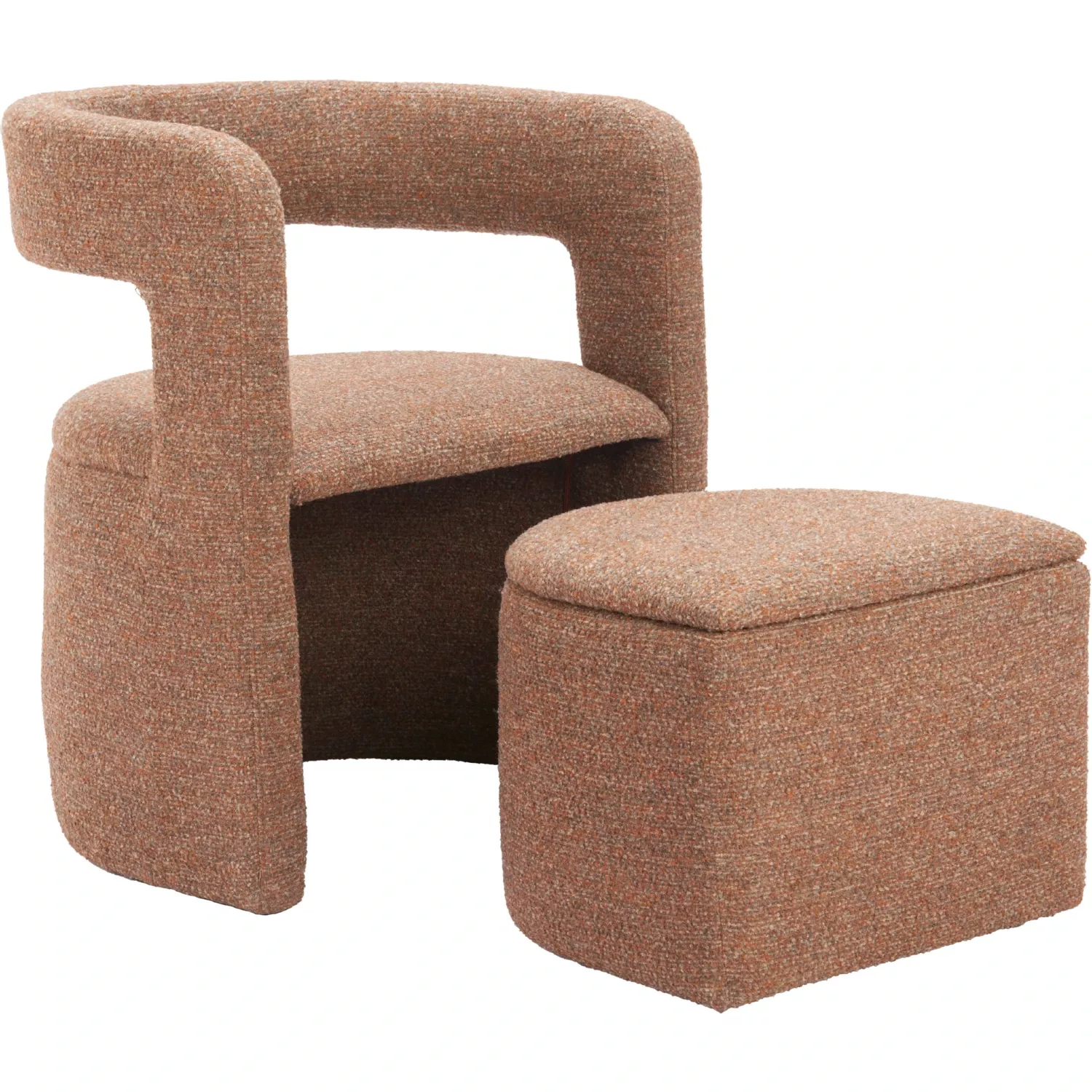 zuo-atria-accent-chair-ottoman-in-multicolor-brown-shearling-style-fabric-110848 Zuo Atria Accent Chair & Ottoman in Multicolor Brown Shearling Style Fabric 110848