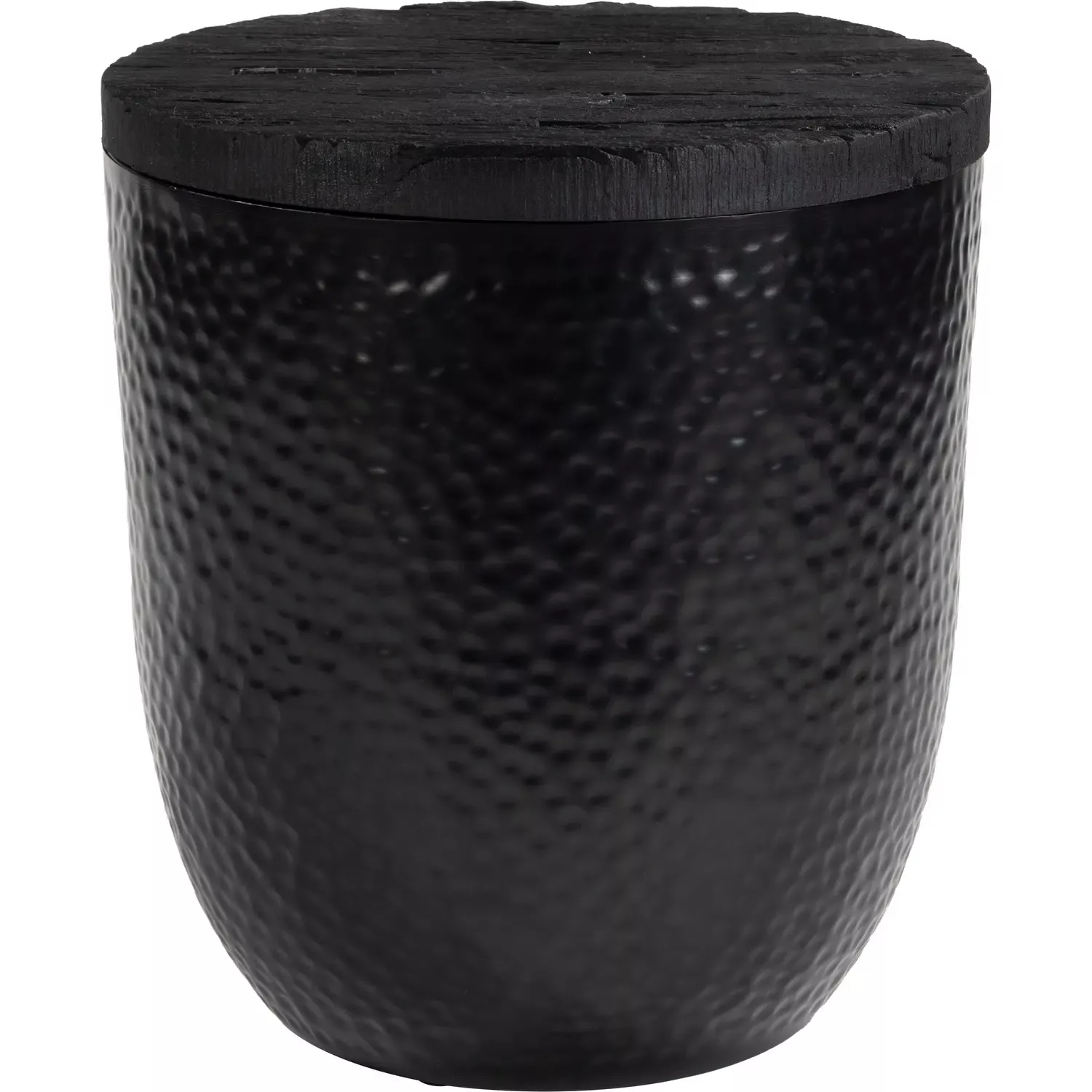 Zuo Duskan Storage Side Table in Black Rustic Wood & Hammered Iron 111145