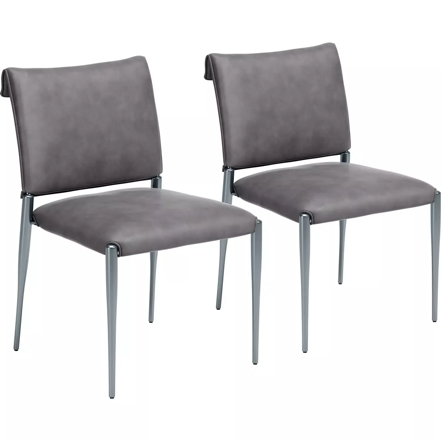 Zuo Freesia Dining Chair in Charcoal Gray Vegan Leather & Metal (Set of 2) 111153