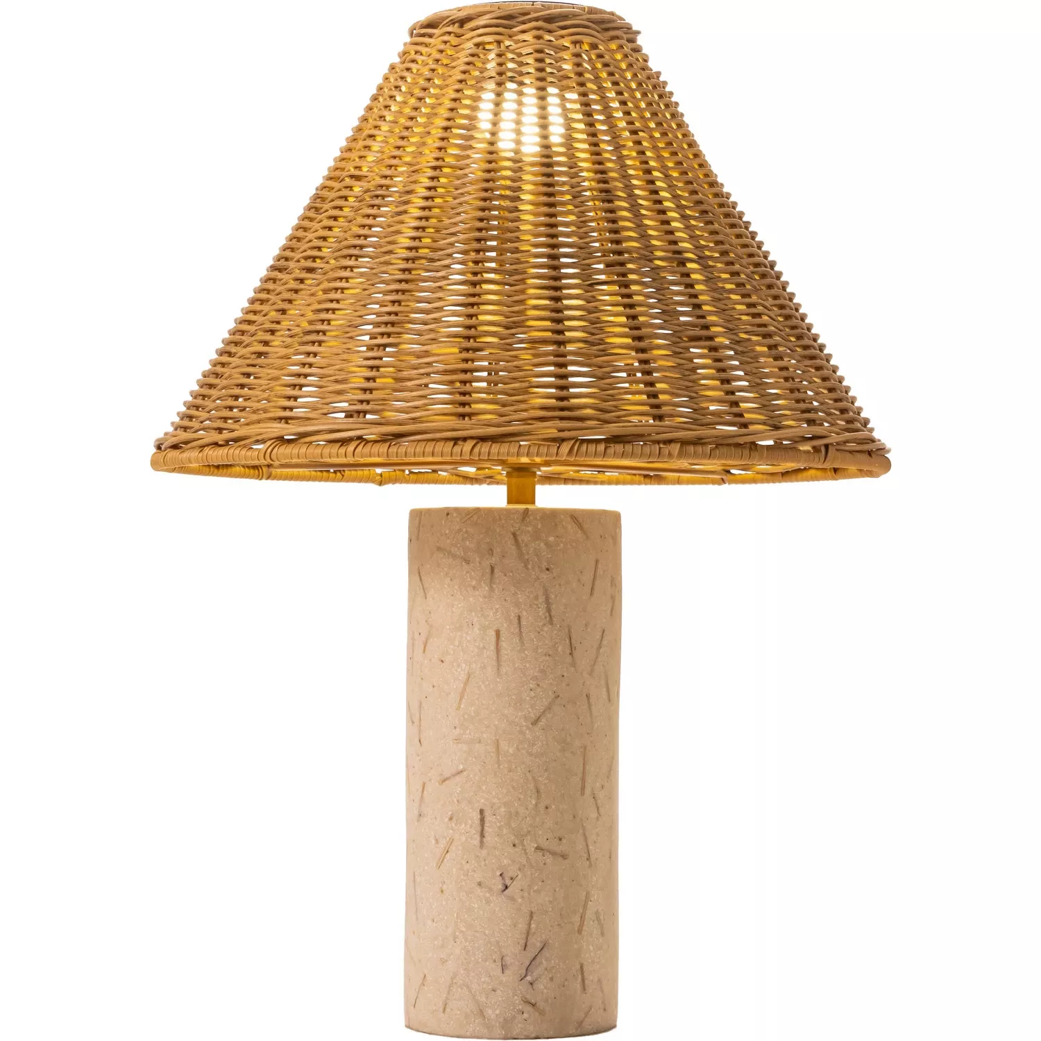 Zuo Kintal Solar Table Lamp in Beige Coconut Mix Stone & PE Rattan 56188