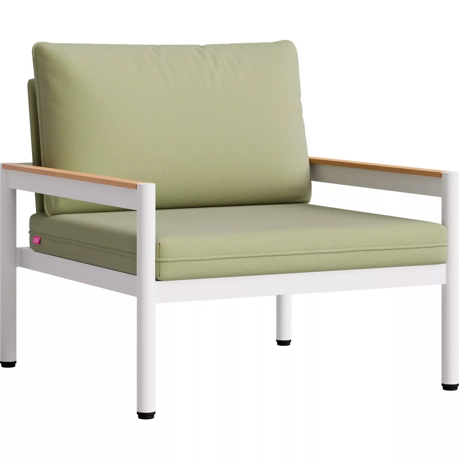 Zuo Lychee Outdoor Accent Arm Chair in Green Outdoor Fabric & White Aluminum 704236