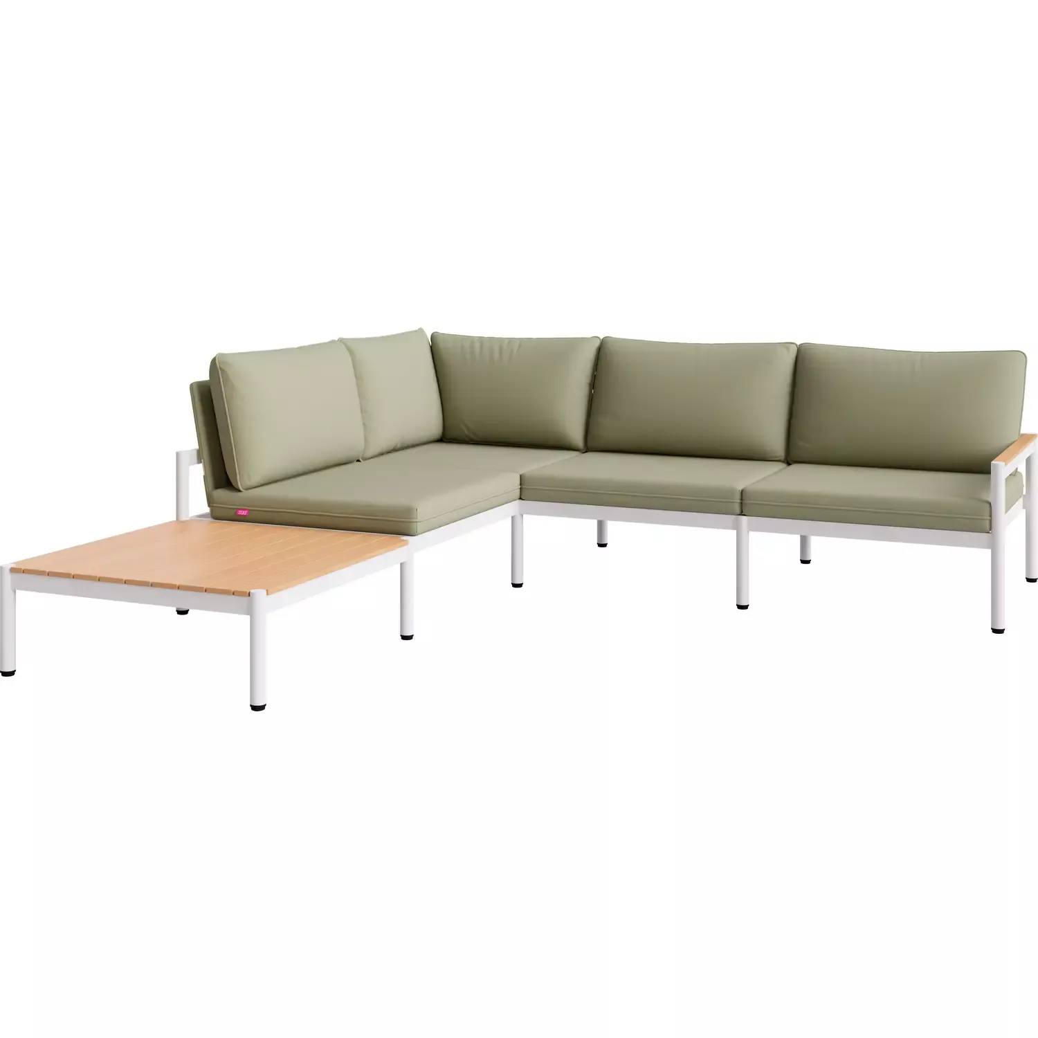 Zuo Lychee Outdoor Modular Sectional Sofa in Green Outdoor Fabric & White Aluminum 704234