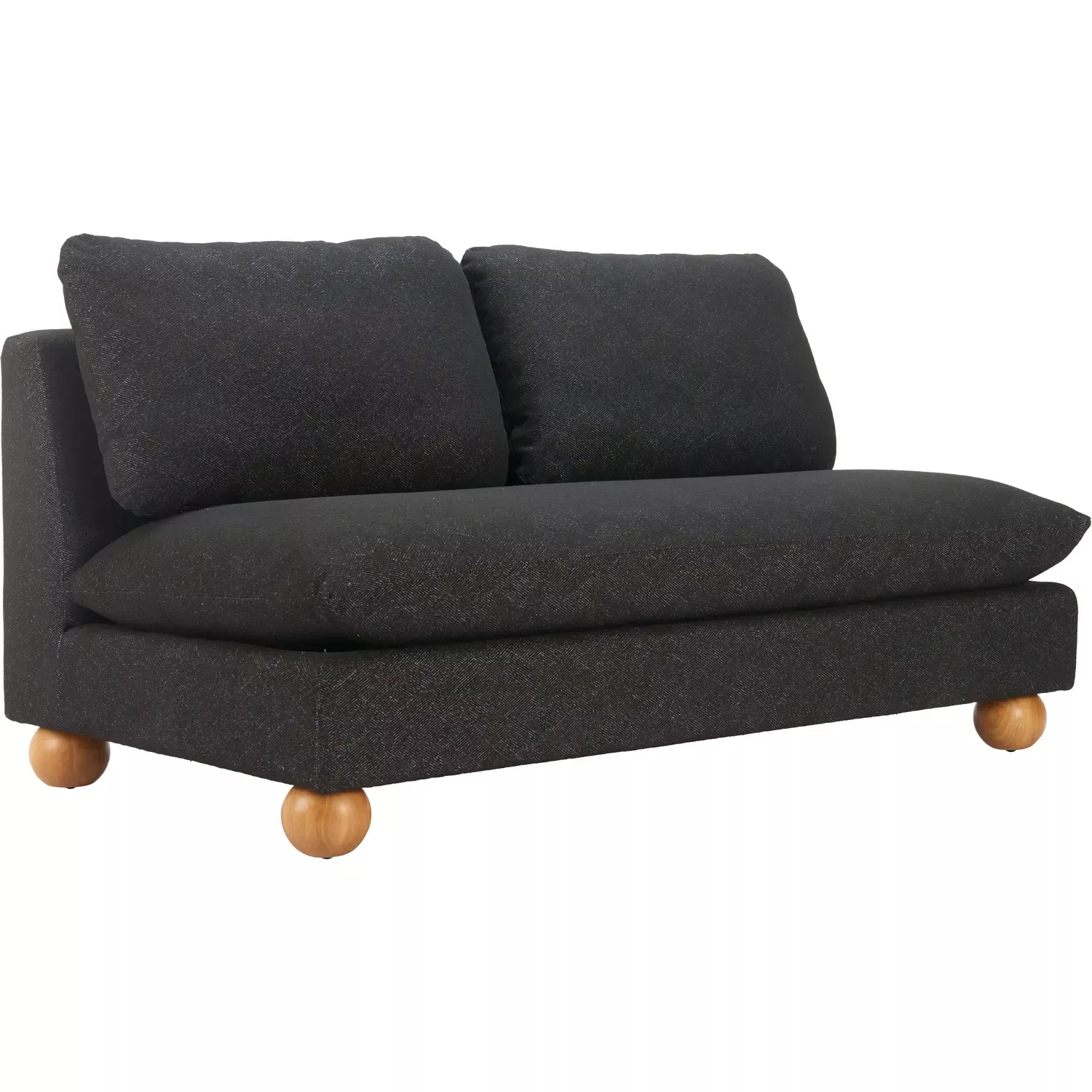 Zuo Minze Loveseat in Textured Black Fabric & Natural Wood 110784
