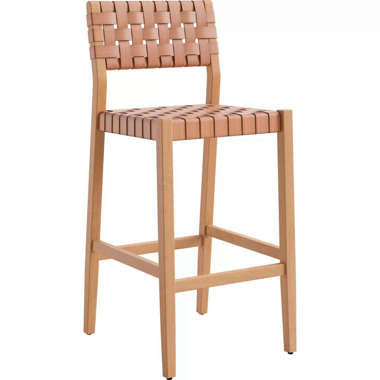 Zuo Mizuya Outdoor Bar Stool in Brown PE Rattan Weave & Wood 704232