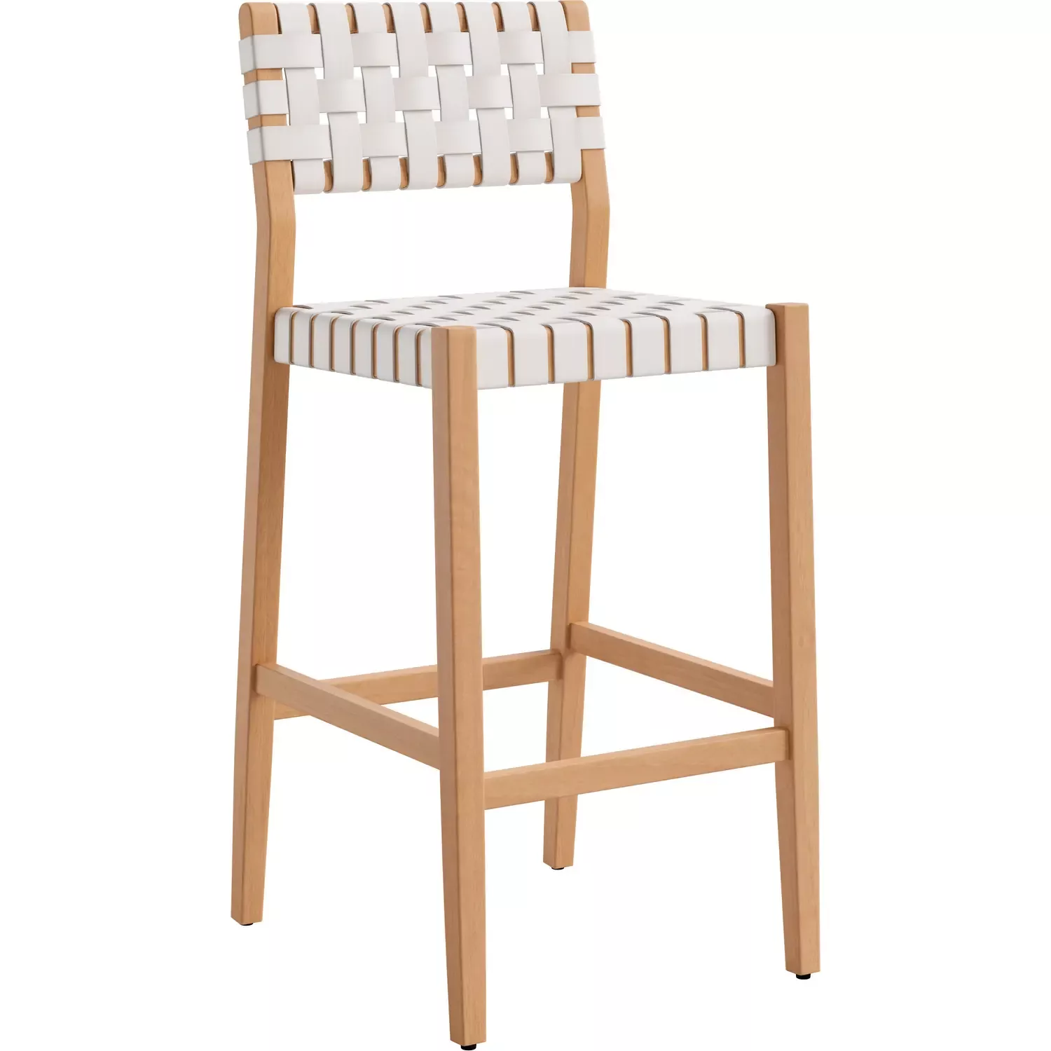 Zuo Mizuya Outdoor Bar Stool in White PE Rattan Weave & Wood 704233