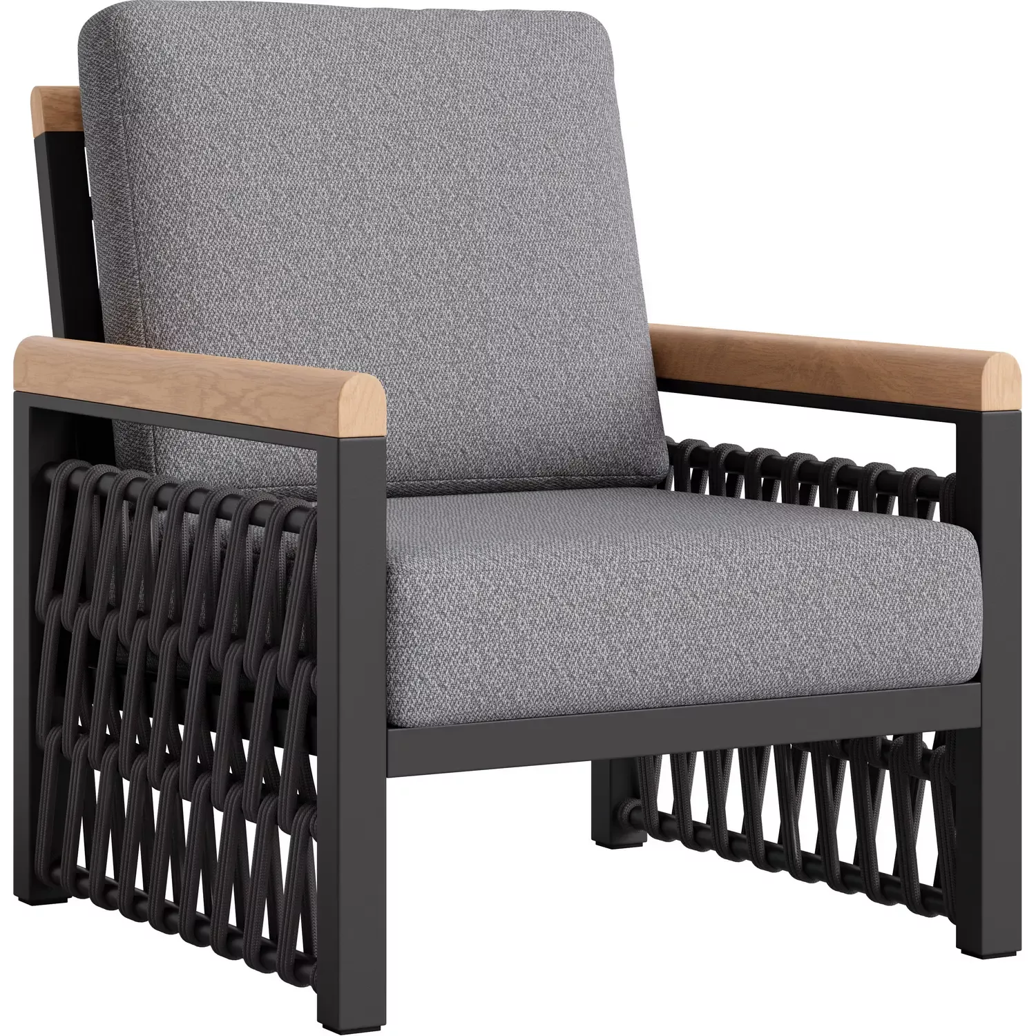 zuo-naru-outdoor-accent-chair-in-gray-outdoor-fabric-faux-wood-black-metal-70422 Zuo Naru Outdoor Accent Chair in Gray Outdoor Fabric, Faux Wood & Black Metal 704225