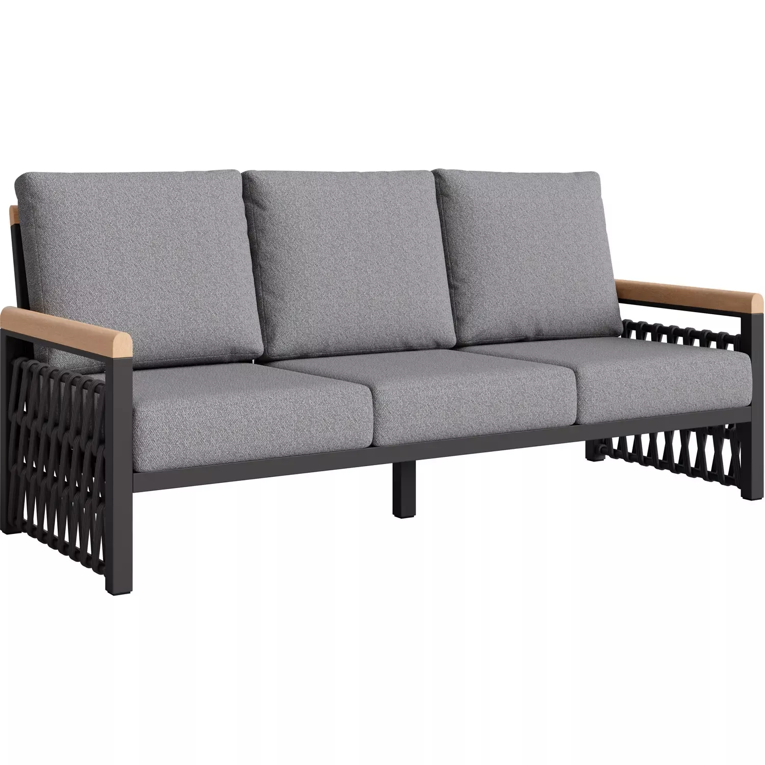zuo-naru-outdoor-sofa-in-gray-outdoor-fabric-faux-wood-black-metal-704226 Zuo Naru Outdoor Sofa in Gray Outdoor Fabric, Faux Wood & Black Metal 704226