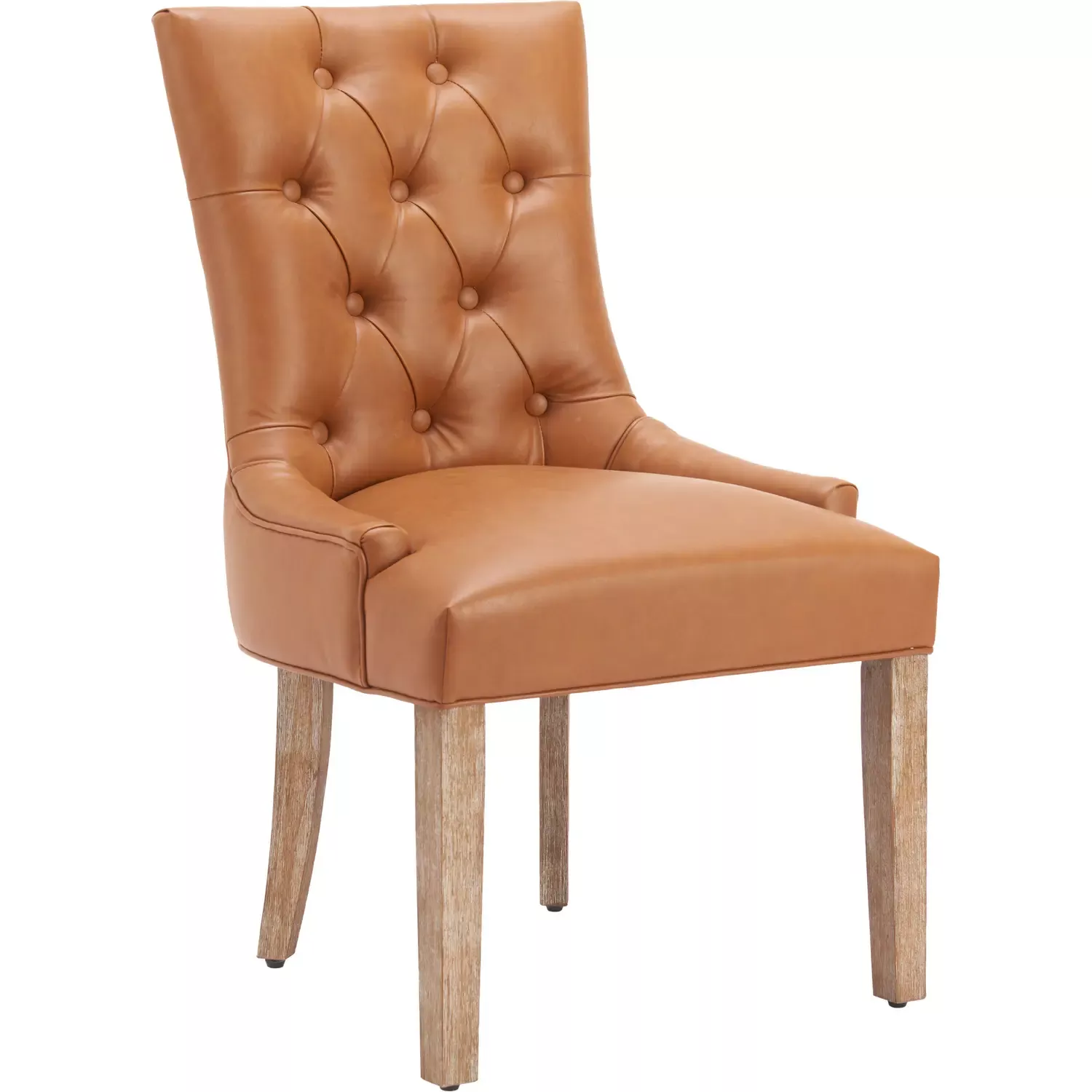 zuo-nuby-dining-chair-in-tufted-brown-vegan-leather-whitewash-wood-110786 Zuo Nuby Dining Chair in Tufted Brown Vegan Leather & Whitewash Wood 110786