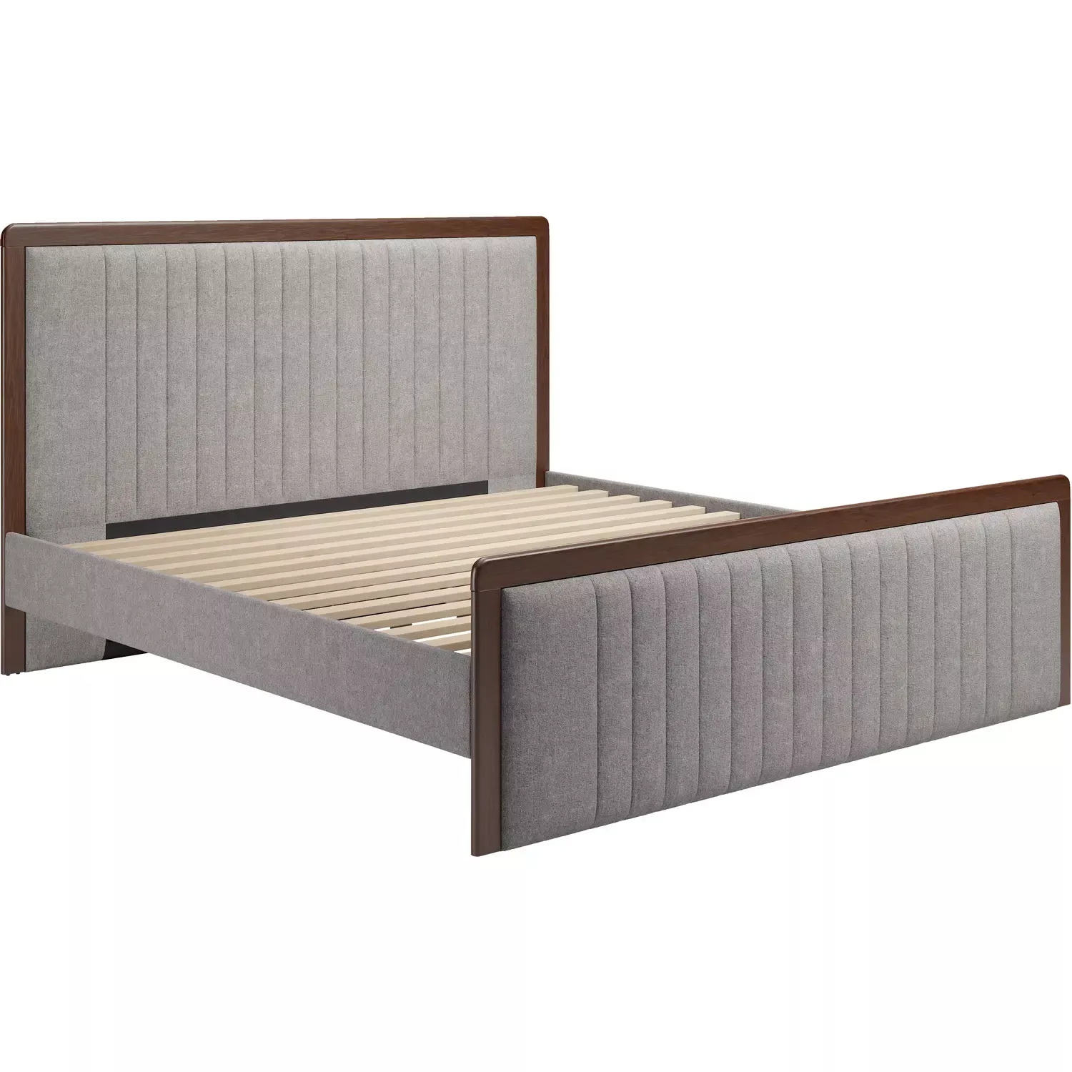zuo-somune-king-bed-in-channel-tufted-gray-fabric-walnut-finish-111012 Zuo Somune King Bed in Channel Tufted Gray Fabric & Walnut Finish 111012
