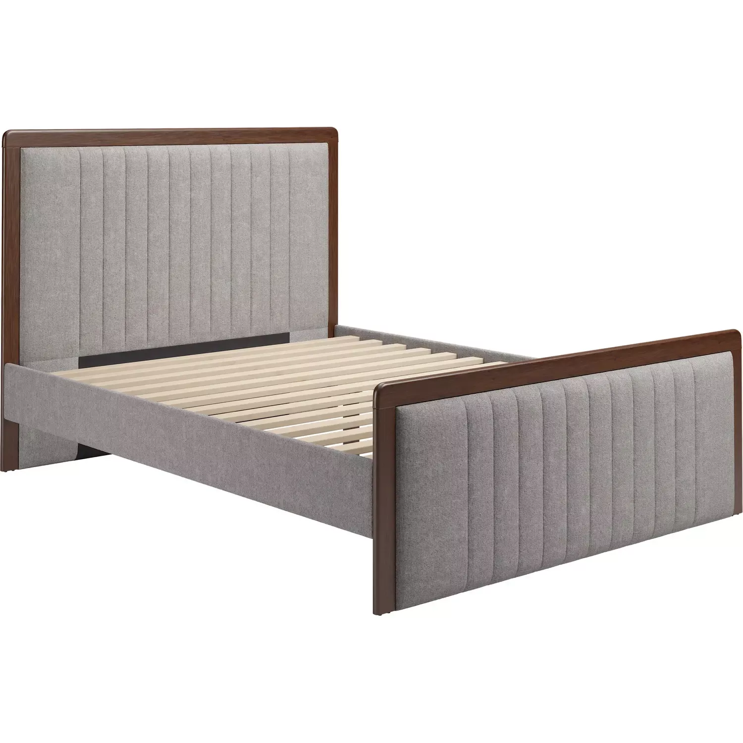 zuo-somune-queen-bed-in-channel-tufted-gray-fabric-walnut-finish-111011 Zuo Somune Queen Bed in Channel Tufted Gray Fabric & Walnut Finish 111011