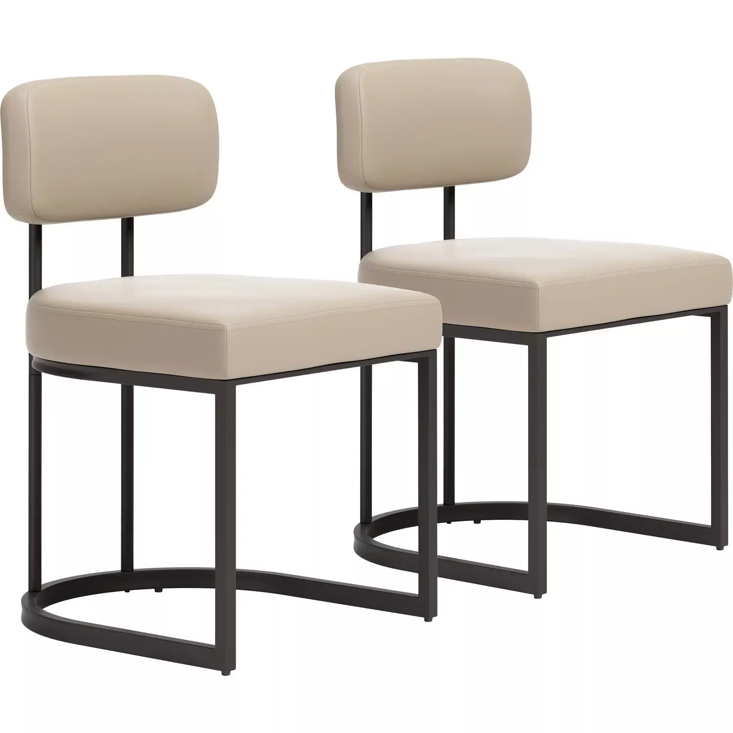 zuo-velar-dining-chair-in-beige-vegan-leather-gray-steel-set-2-111182 Zuo Velar Dining Chair in Beige Vegan Leather & Gray Steel (Set of 2) 111182