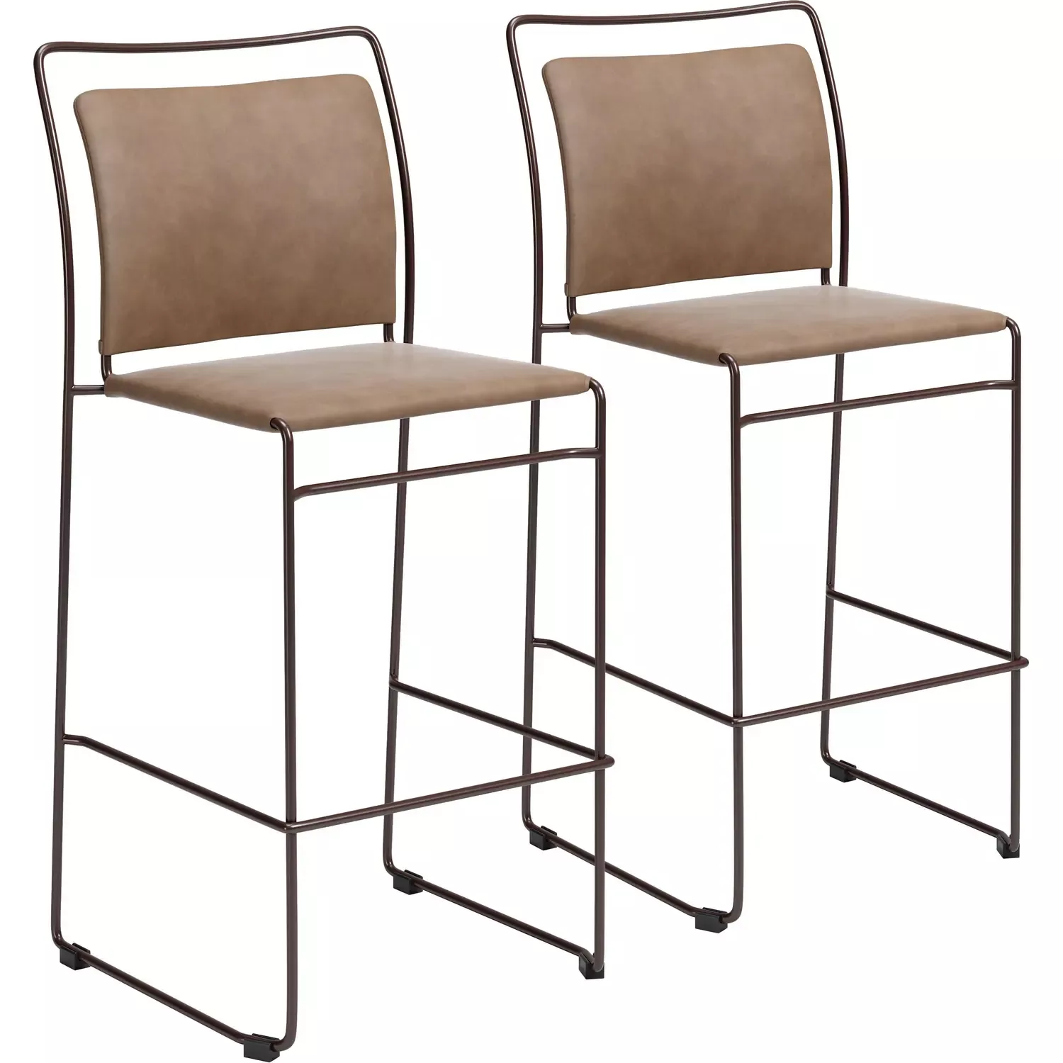 zuo-verbena-bar-stool-in-brown-vegan-leather-brown-steel-set-2-111161 Zuo Verbena Bar Stool in Brown Vegan Leather & Brown Steel (Set of 2) 111161