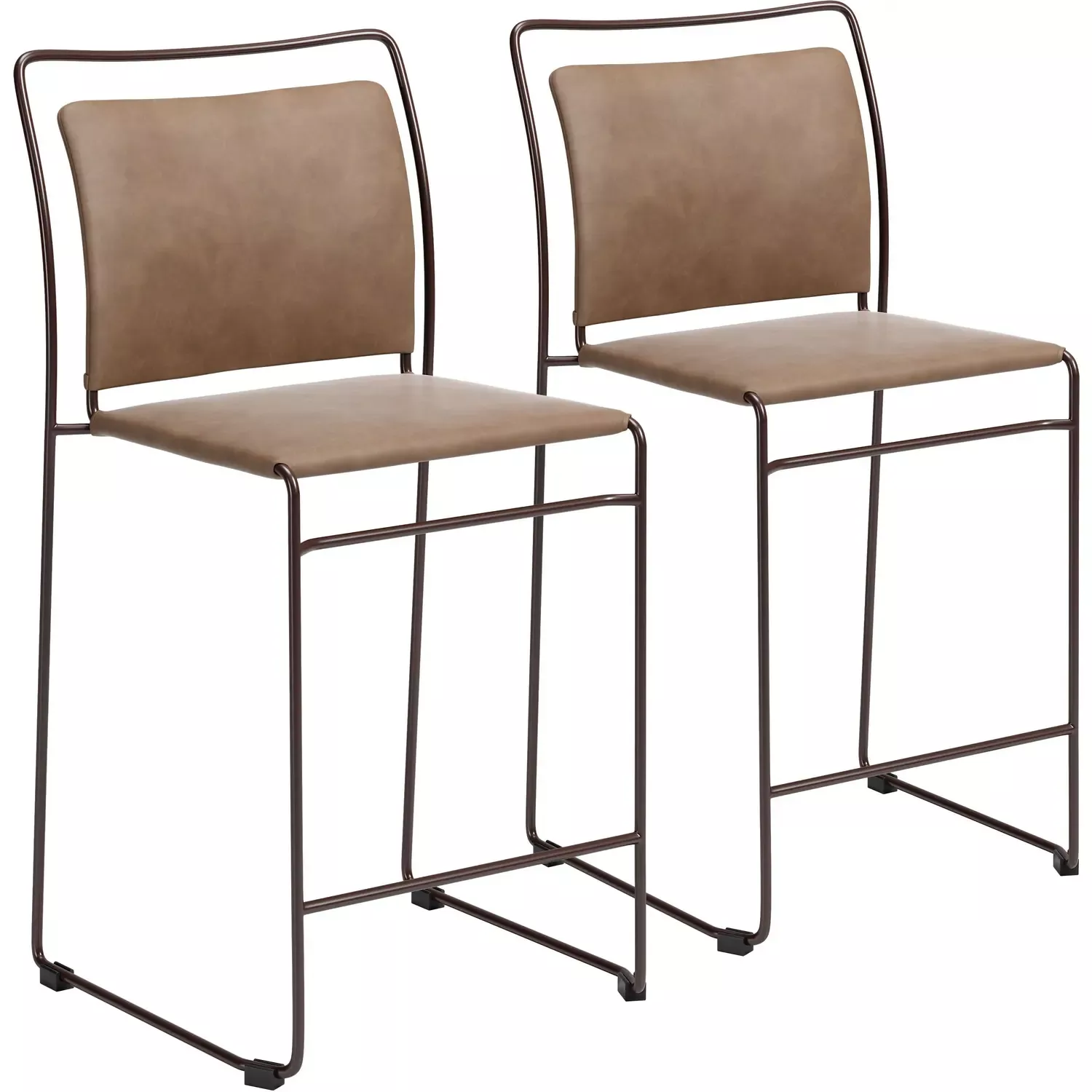 zuo-verbena-counter-stool-in-brown-vegan-leather-brown-steel-set-2-111160 Zuo Verbena Counter Stool in Brown Vegan Leather & Brown Steel (Set of 2) 111160