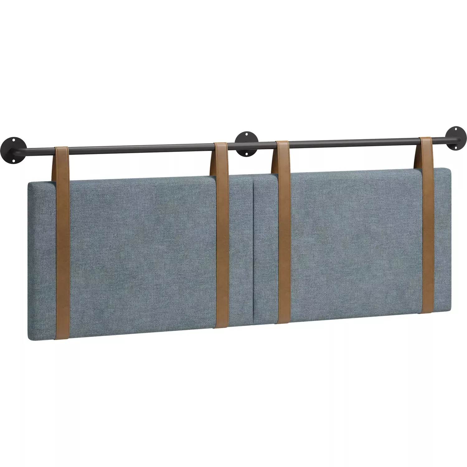 zuo-zeva-floating-queen-headboard-in-gray-fabric-brown-vegan-leather-metal-11091 Zuo Zeva Floating Queen Headboard in Gray Fabric, Brown Vegan Leather & Metal 110911